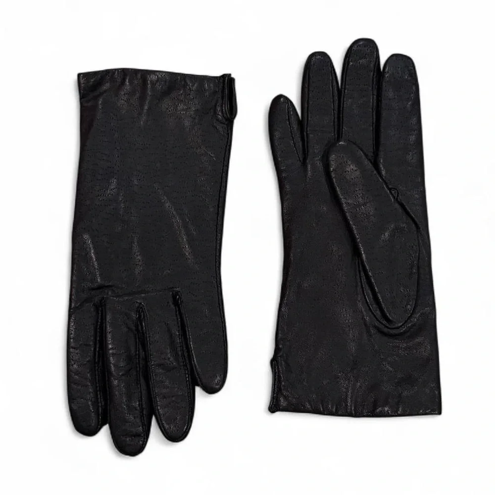 Vintage Black Lined Leather Gloves